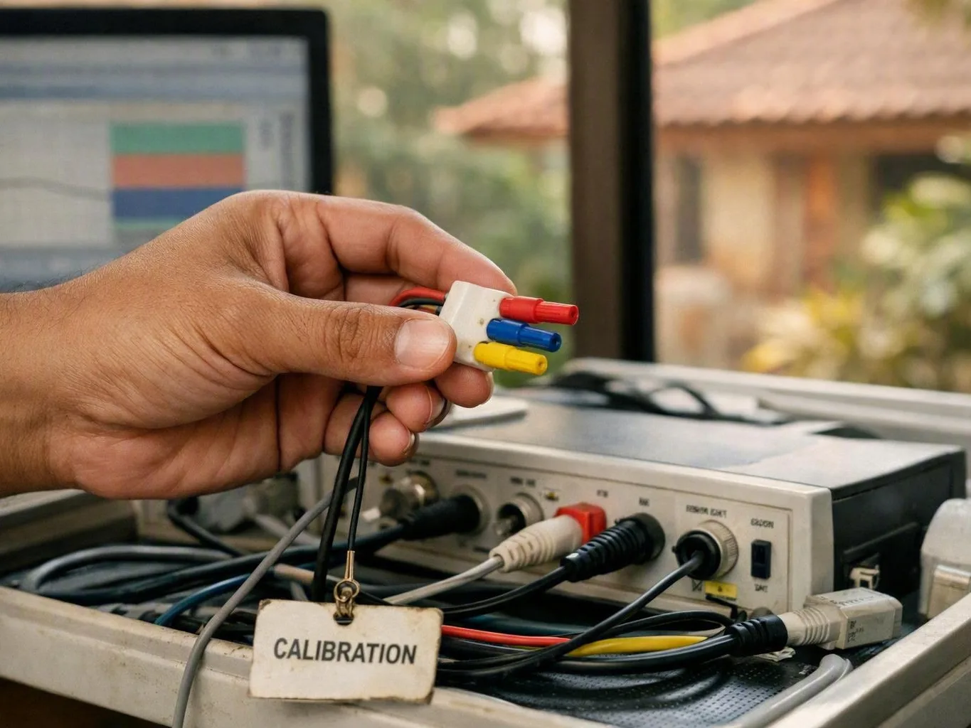 Adult patient listening during a pure tone hearing test